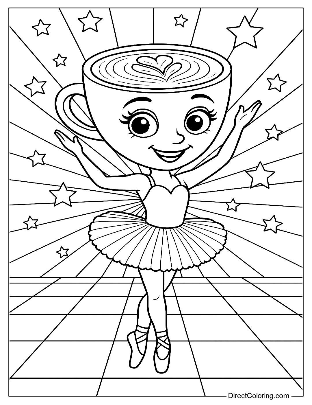 Happy Ballerina Cappuccina Coloring Page